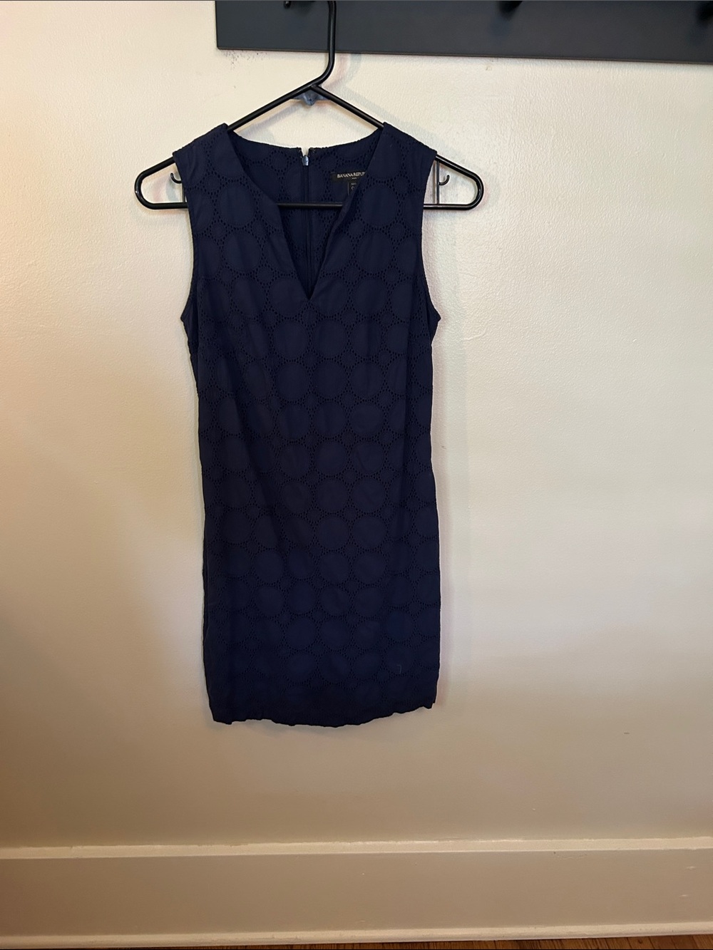 Banana Republic Navy Eyelet V-Neck Mini Dress